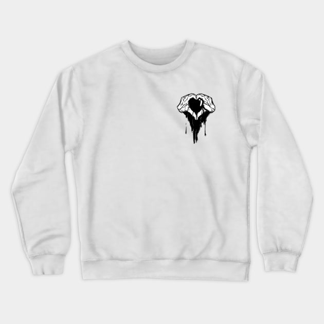 Heart Hands With Dripping Black Ink (Over Heart) Crewneck Sweatshirt by AidanThomas